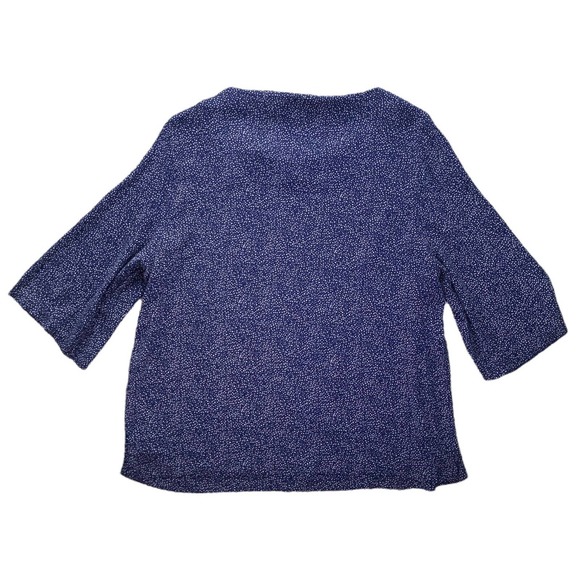 H&M Size 14 Women’s Blouse Top Navy Blue Polkadots print 3/4 sleeve lightweight - Picture 8 of 11